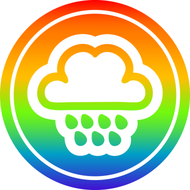 Gökkuşağı gradyan bir insan tarafından çizilmiş yağmur bulutu dairesel simgesi