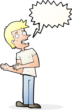 Bir insan tarafından çizilmiş konuşma balonuyla bahaneler üreten çizgi film adamı.