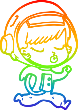 Gökkuşağı gradyan çizgi çizimi Bir insan tarafından çizilen güzel astronot kız