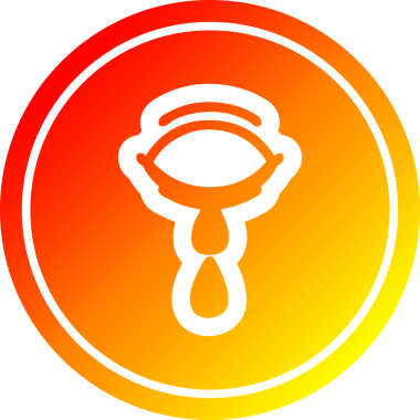 Ağlayan göz yuvarlak simgesi ve bir insan tarafından çizilen sıcak gradyan bitiş.