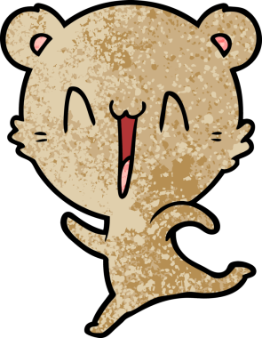 Bir insan tarafından çizilmiş mutlu ayı koşu karikatürü