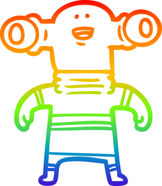 Gökkuşağı gradyan çizgisi, bir insan tarafından çizilmiş dost bir uzaylı çizgi filmi.