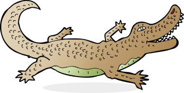 Bir insan tarafından çizilmiş timsah çizgi filmi.