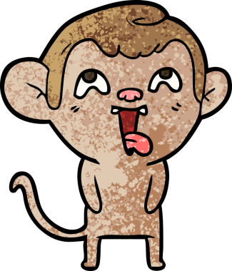 Bir insan tarafından çizilmiş çılgın çizgi film maymunu