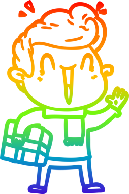 Gökkuşağı gradyanı çizimi bir insan tarafından çizilmiş heyecanlı bir çizgi film