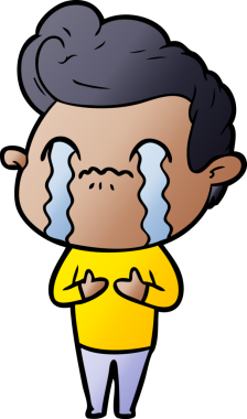 Bir insan tarafından çizilmiş ağlayan çizgi film adamı.