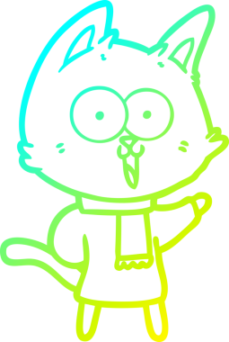 Bir insan tarafından çizilmiş komik çizgi film kedisinin soğuk gradyan çizgisi.