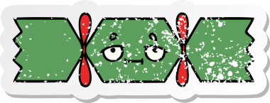 Bir insan tarafından çizilmiş tatlı bir noel krakerinin sıkıntılı çıkartması.