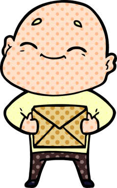 Bir insan tarafından çizilmiş mutlu, kel adam.