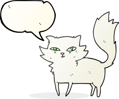 Bir insan tarafından çizilmiş serbest konuşma balonu çizgi film kedisi