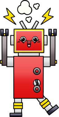 Bir insan tarafından çizilmiş bir robotun gölgelenmiş çizimi