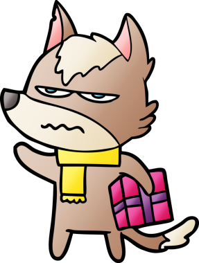 Bir insan tarafından çizilmiş rahatsız kurt çizgi filmi.