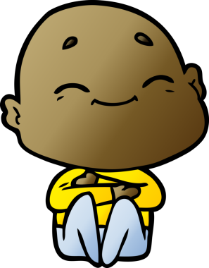 Bir insan tarafından çizilmiş mutlu, kel adam.