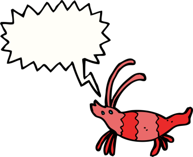 Bir insan tarafından çizilmiş konuşma balonlu karides.