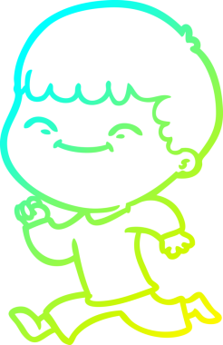 Bir çizgi film karakteri çizen soğuk çizgi bir insan tarafından çizilmiş mutlu çocuk.