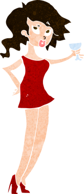 Partide bir insan tarafından çizilmiş çizgi filmdeki kadın.