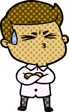 Bir insan tarafından çizilmiş terleyen çizgi film adamı.