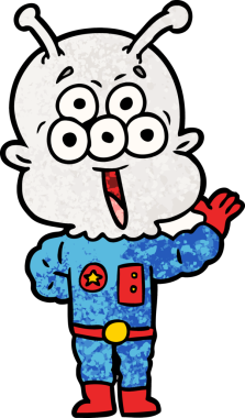 Bir insan tarafından çizilmiş mutlu uzaylı çizgi filmi.