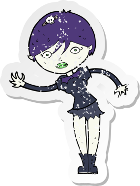 Bir insan tarafından çizilmiş vampir bir kızın gerilimli çıkartması.