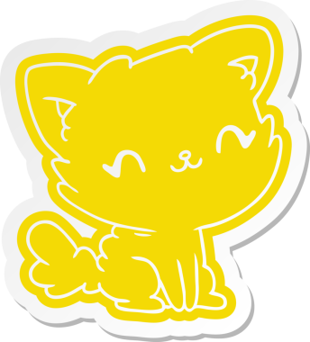 Bir insan tarafından çizilmiş sevimli kawaii pofuduk kedi.