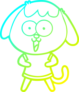 Bir insan tarafından çizilmiş şirin bir çizgi köpeğin soğuk gradyan çizgisi.