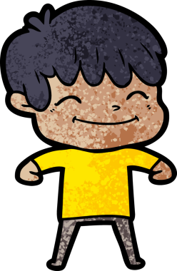 Bir insan tarafından çizilmiş mutlu çocuk çizgi filmi.