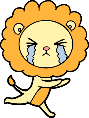 Bir insan tarafından çizilmiş ağlayan bir aslan.