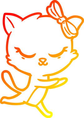 Bir insan tarafından çizilmiş sevimli bir çizgi film kedisinin sıcak çizgi çizimi