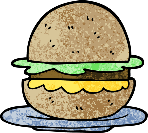 Bir insan tarafından çizilmiş grunge desenli çizim çizgi film burgeri.