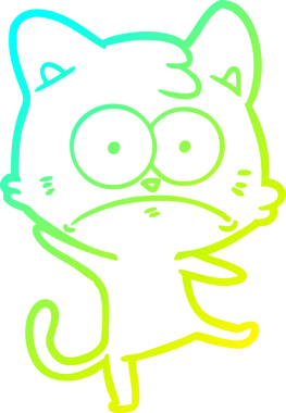 İnsan tarafından çizilmiş bir çizgi film çizimi. Sinirli bir kedi.