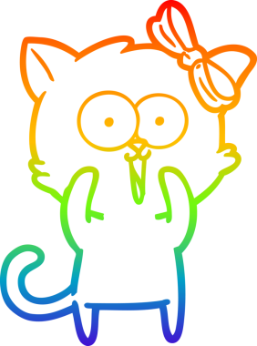 gökkuşağı gradyanı çizimi bir insan tarafından çizilmiş çizgi film kedisi