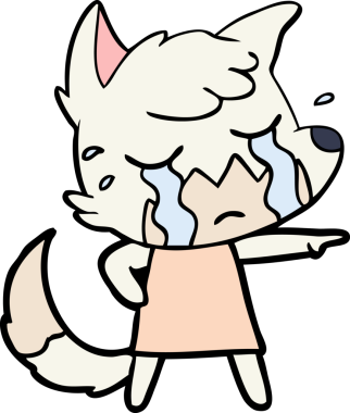 Bir insan tarafından çizilmiş ağlayan tilki çizgi filmi.