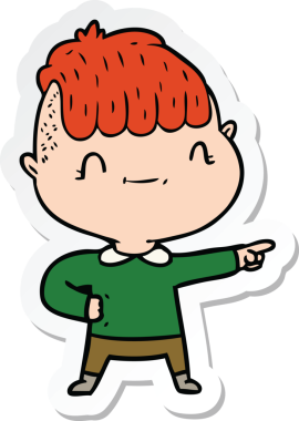 Bir insan tarafından çizilmiş karikatür dostu bir çocuğun çıkartması.