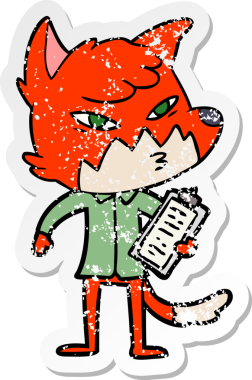 Bir insan tarafından çizilmiş zeki bir tilkinin sıkıntılı çıkartması.