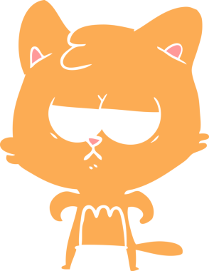 Sıkıcı düz renkli çizgi film kedisi bir insan tarafından çizildi