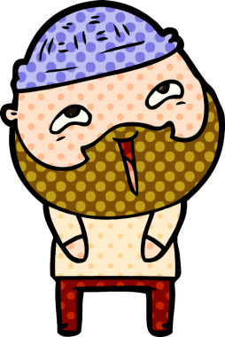 Bir insan tarafından çizilmiş mutlu sakallı bir adam.