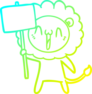 Bir insan tarafından çizilmiş mutlu çizgi film aslanı çizimi.