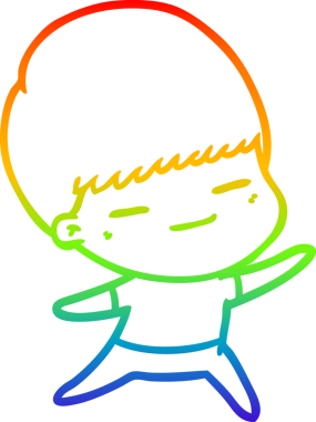 Gökkuşağı gradyan çizgi çizimi bir insan tarafından çizilmiş kendini beğenmiş bir çocuk.