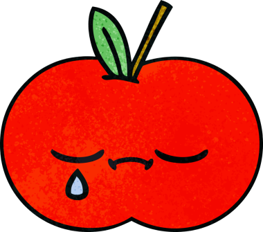 Bir insan tarafından çizilmiş kırmızı elmanın retro grunge deseni.