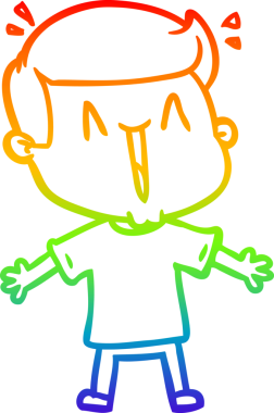 Gökkuşağı gradyanı çizimi bir insan tarafından çizilmiş heyecanlı bir çizgi film