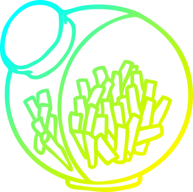 Bir insan tarafından çizilmiş şeker kavanozunun içindeki şekerin soğuk gradyan çizgisi.