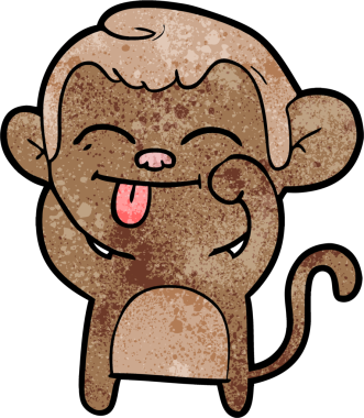 Bir insan tarafından çizilmiş komik çizgi maymun.