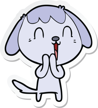 Bir insan tarafından çizilmiş şirin bir köpeğin çıkartması.