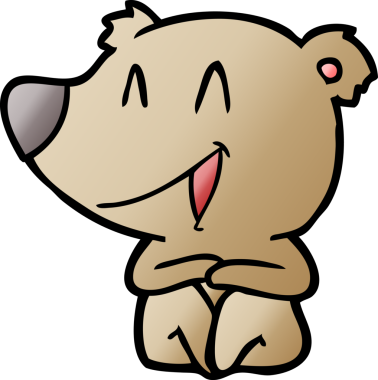 Bir insan tarafından çizilmiş gülen ayı çizgi filmi.