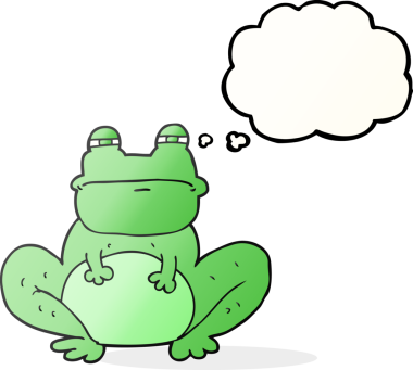 Bir insan tarafından çizilmiş serbest çizim baloncuklu kurbağa.