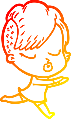 Bir insan tarafından çizilmiş güzel hippi bir çizgi film çizimi.