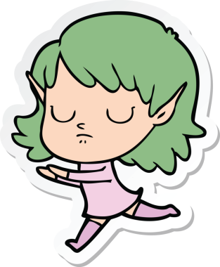 Bir insan tarafından çizilmiş bir elf kızının çıkartması.