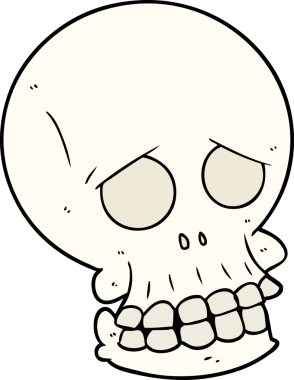 Bir insan tarafından çizilmiş ürkütücü bir kafatası.