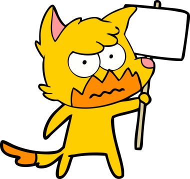 Bir insan tarafından çizilmiş protestolu çizgi film karakteri.