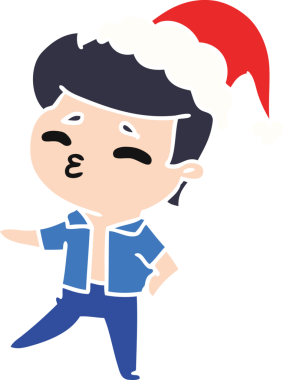 Bir insan tarafından çizilmiş Kawaii çocuğunun el çizimi Noel karikatürü.
